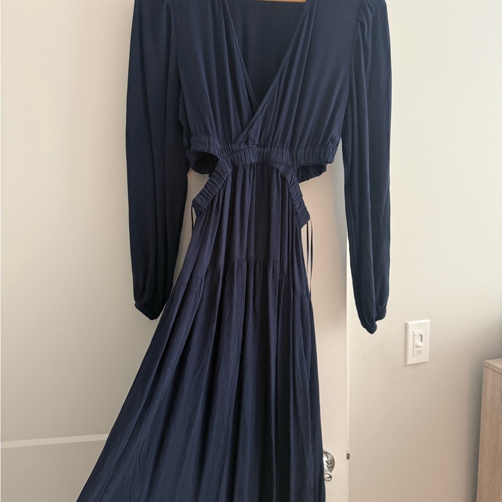 Navy Blue midi cutout Dress